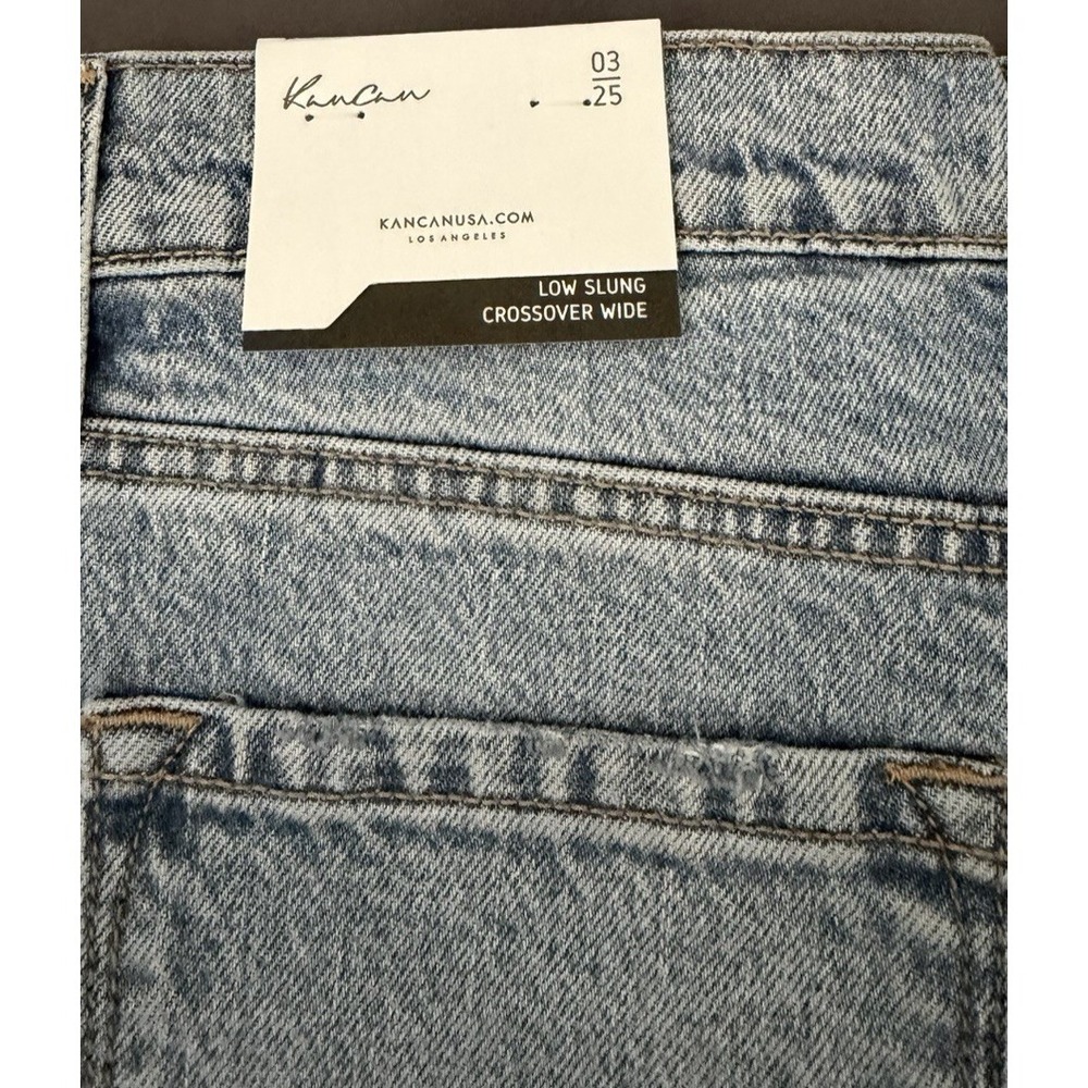 KanCan Jeans Womens 3/25 Light Wash Crossover Wide Leg Distressed High Rise NEW! - Picture 13 of 14
